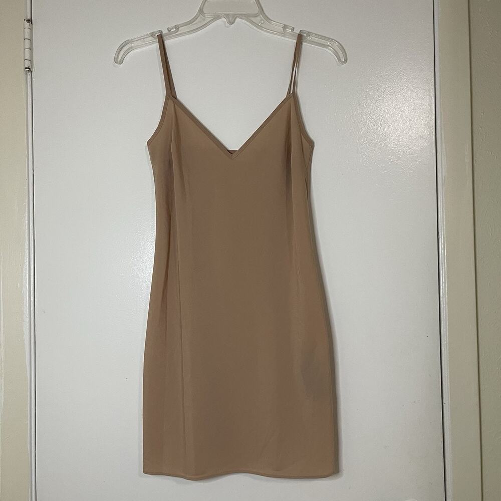 NWOT SELF- PORTRAIT nude tan vneck slip mini dress size 0